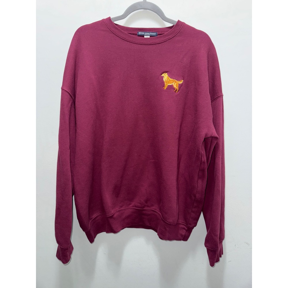 Kiel James Patrick KJP Golden Retriever Sweatshirt Mens L Maroon Dog Embroidered